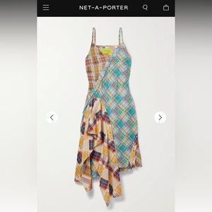 NWT marques almeida deconstructed gingham slip dresz